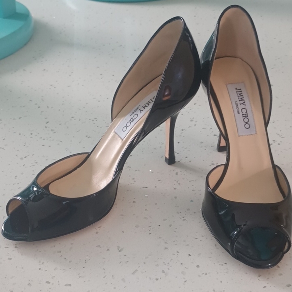Jimmy Choo Black Peep Toe Heels